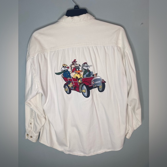 Vintage 1993 Acme Embroidery Button Up Shirt Looney Tunes Backroads Touring 1950 - Picture 11 of 14